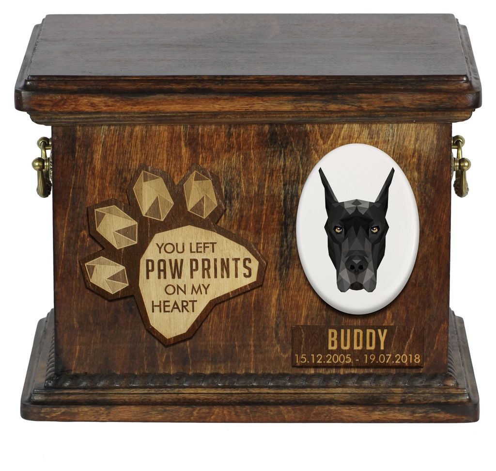Deutsche Dogge, Ulmer Dogge, Große Dogge Personalisierte Hundeurne mit Gravur, Erinnerungsbox für Hundeknochen von der Marke Art-Dog