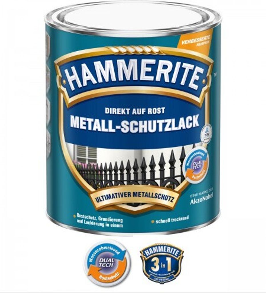 Hammerite Metall Schutzlack Matt Hellgrau 250 ml Produktbild 