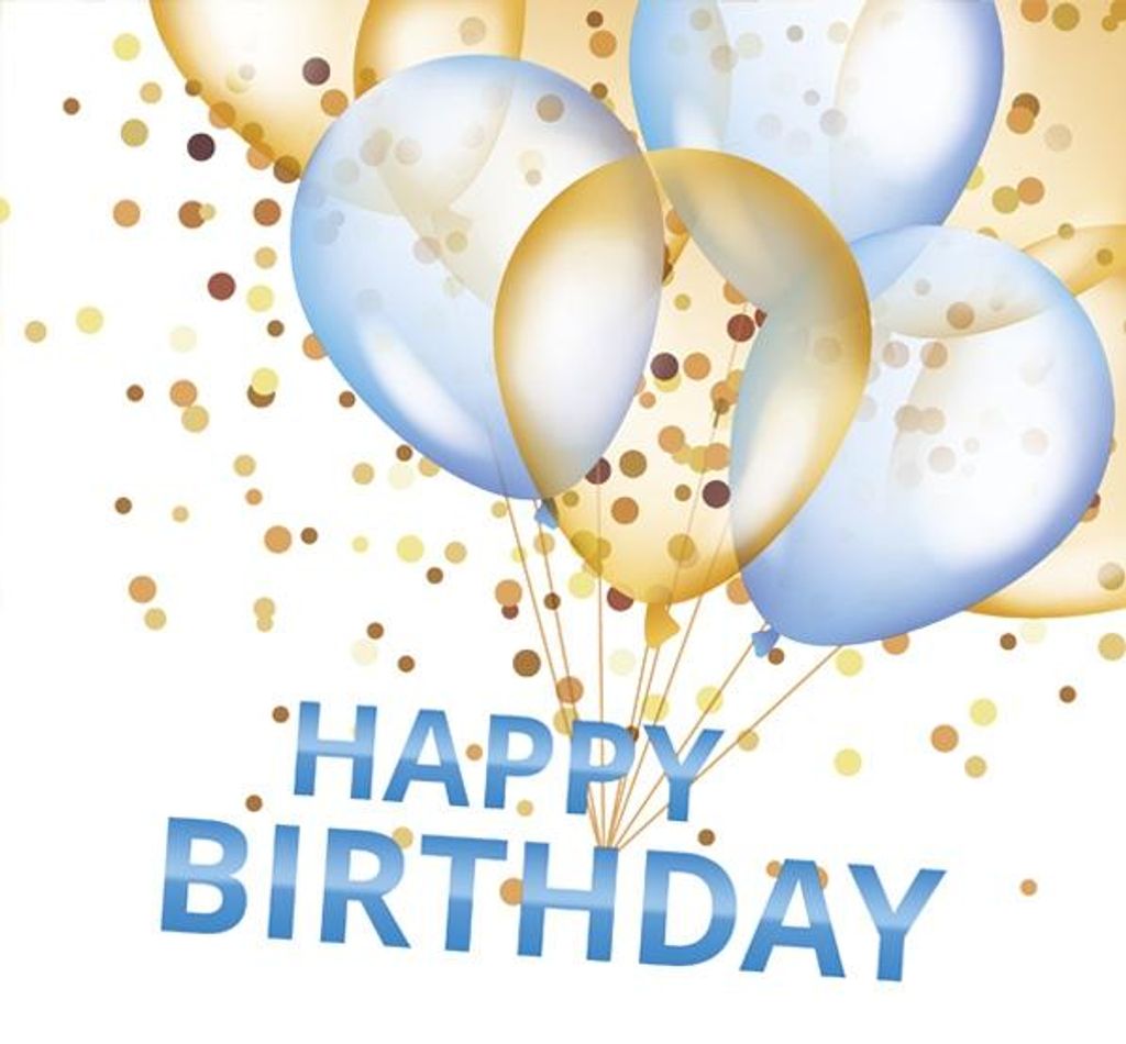Servietten 25x25 cm - Gold & Blue Balloons Happy B-day