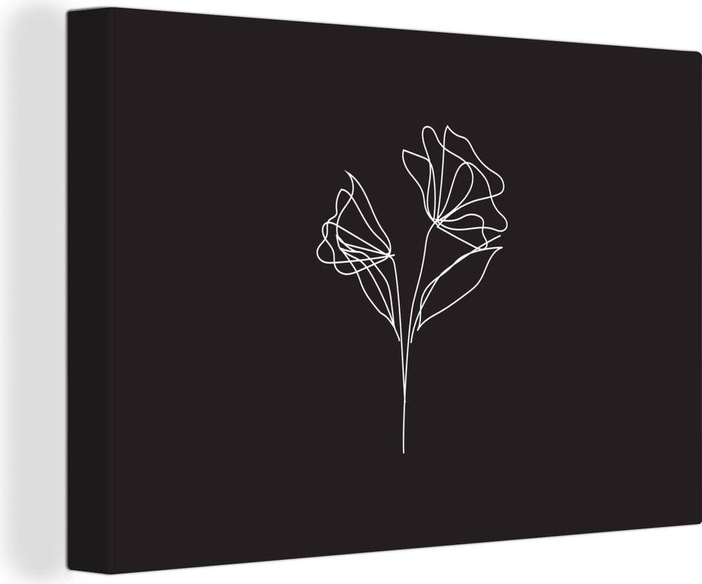 OneMillionCanvasses - Leinwandbilder - 140x90 cm, Blumen - Mohn - Schwarz - Weiß, Wandbilder Kunstdruck Wanddekoration - Foto auf Leinwand - Gem...