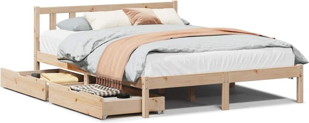 vidaXL Massivholzbett ohne Matratze 140x190 cm Kiefernholz