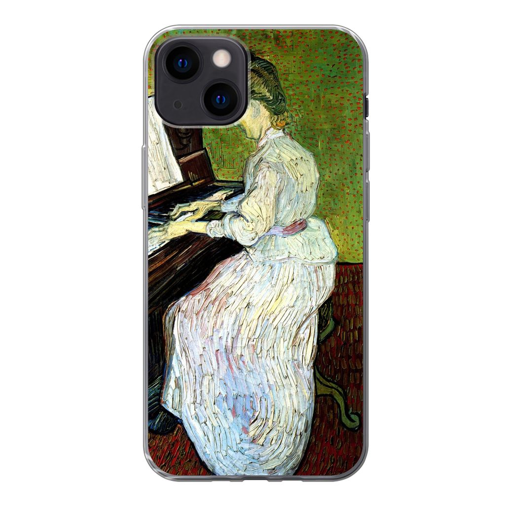 MuchoWow Handyhülle Schutzhülle Hülle für iPhone 13 Marguerite Gachet am Klavier - Vincent van Gogh Silikon Softcase Handy Hülle - Karteninh...
