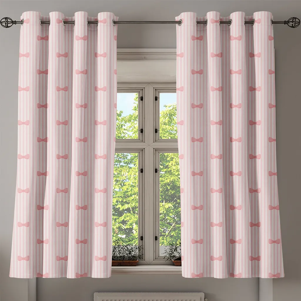 ABAKUHAUS Tenda con occhielli per bambini, strisce verticali con illustrazione colorata di palette e moschette, grazioso biglietto di San Valentino, tende decorative a 2 pannelli per finestre, 280 cm x 245 cm, rosa pallido - 2