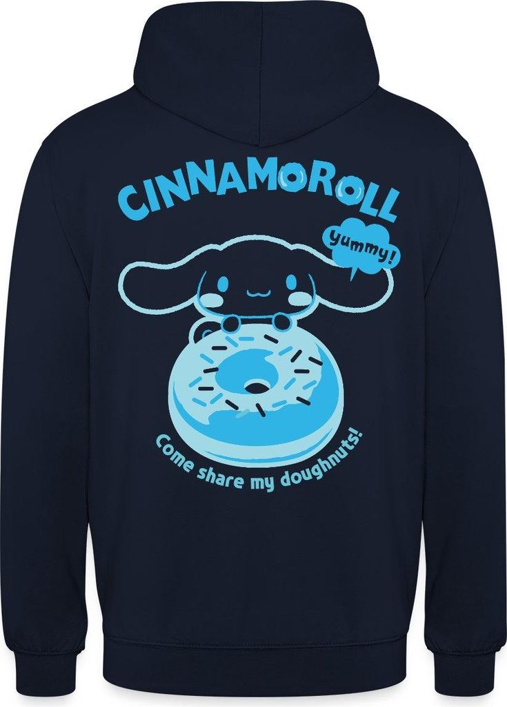 Spreadshirt Cinnamoroll Mit Donut Yummy Doughnuts Uni Hoodie, M, Navy