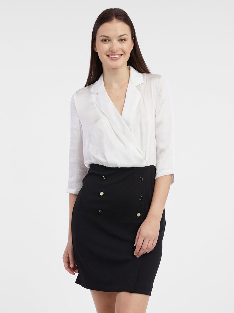 Orsay Creme-Schwarzes Damen Etuikleid 490469660000__38