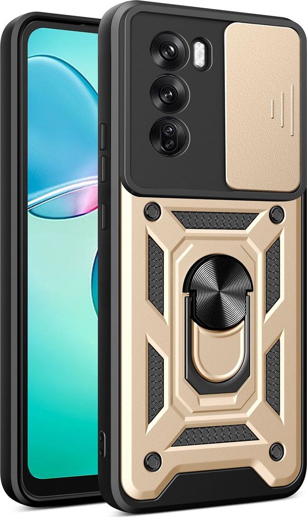 Hülle für Oppo Reno12 Pro 5G Magnetische Ring Ständer Halter Dia Kameraschutz TPU Bumper Silikon Schutzhülle Gold