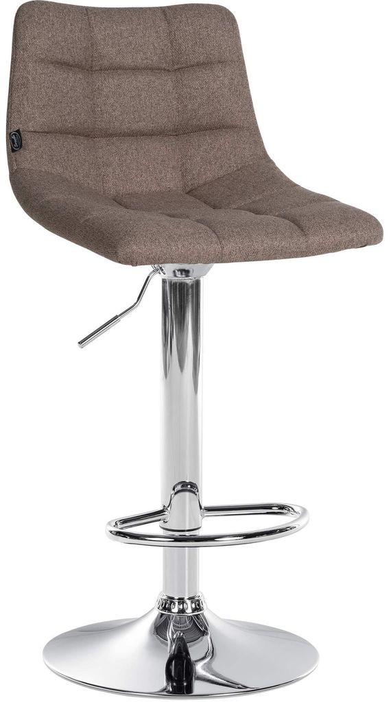 DELUKE Barhocker DUBAI - Taupe, Stoff, Chrom | Barhocker mit Lehne Barstuhl Tresenhocker Tresenstuhl Kneipenhocker Kneipenstuhl