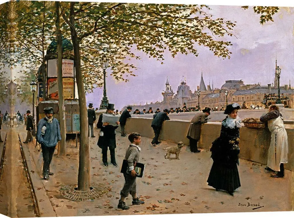 Tableau Jean Beraud Sur les bords de la Seine, toile déco 80x60 cm