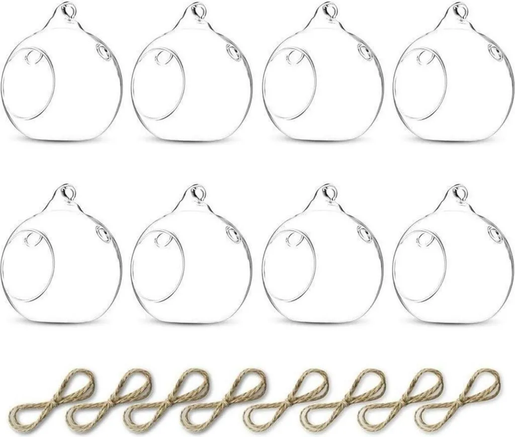 8 Pezzi Portacandele Vetro 8cm - Sfere Sospese Decorazione Matrimonio
