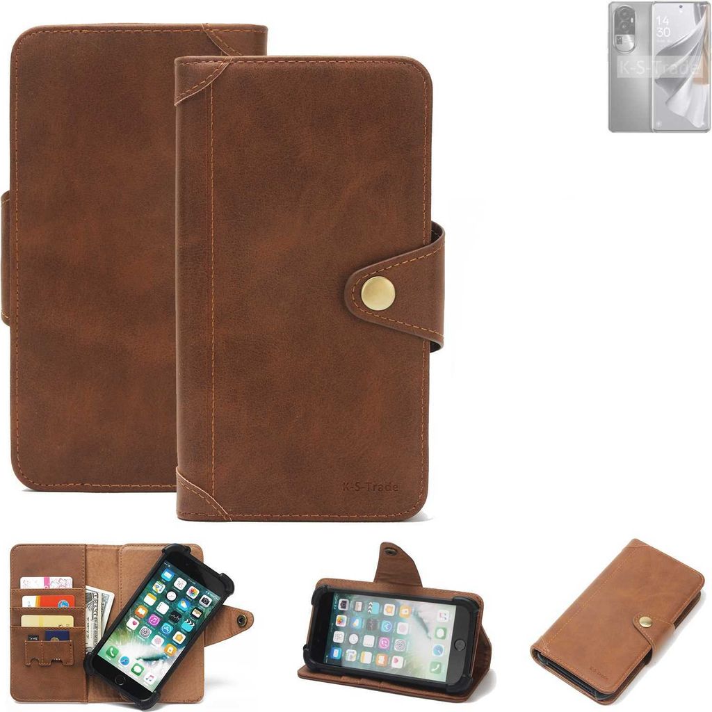 K-S-Trade Handyhülle kompatibel mit Oppo Reno10 Pro Schutz Hülle Walletcase Bookstyle Tasche Case Handytasche Wallet Flipcase Cover PolyurethanBr...