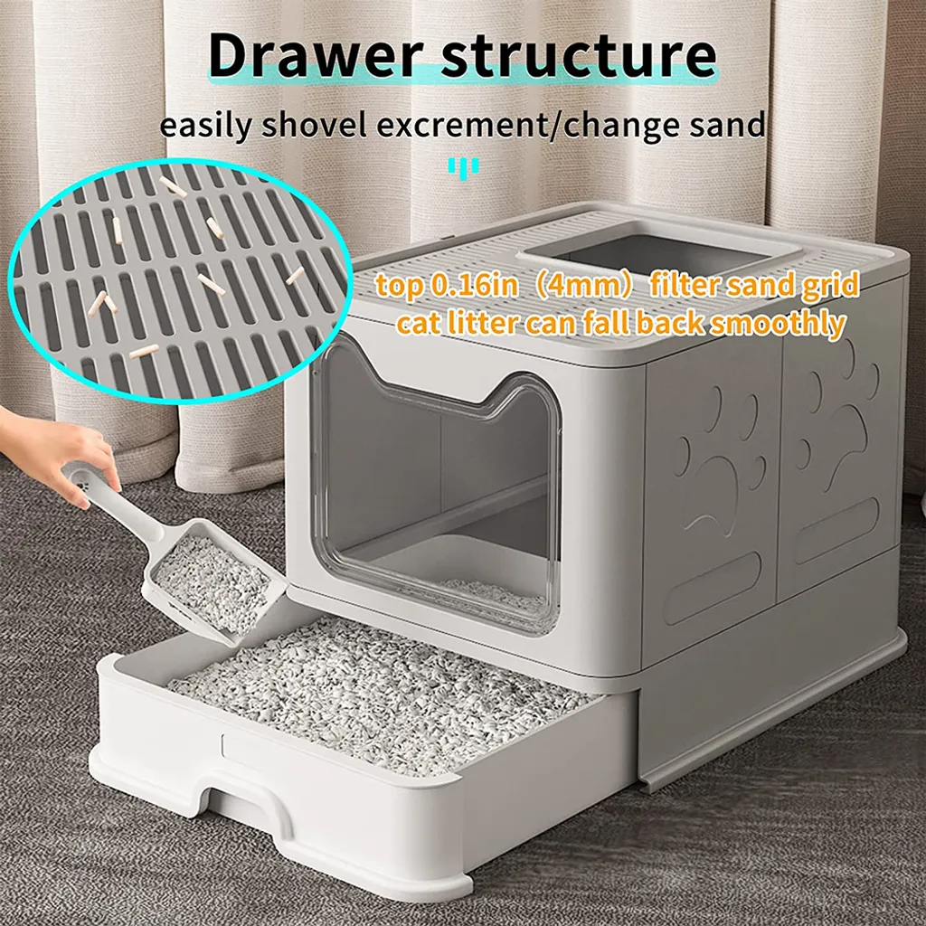 Bac à litière pour chat compact et pliable, idéal pour petit espace