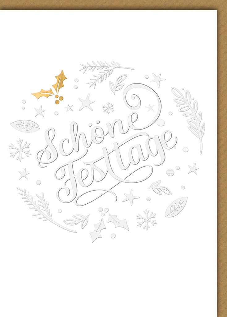 Weihnachten - Karte mit Umschlag - Schrift, Schöne Festtage