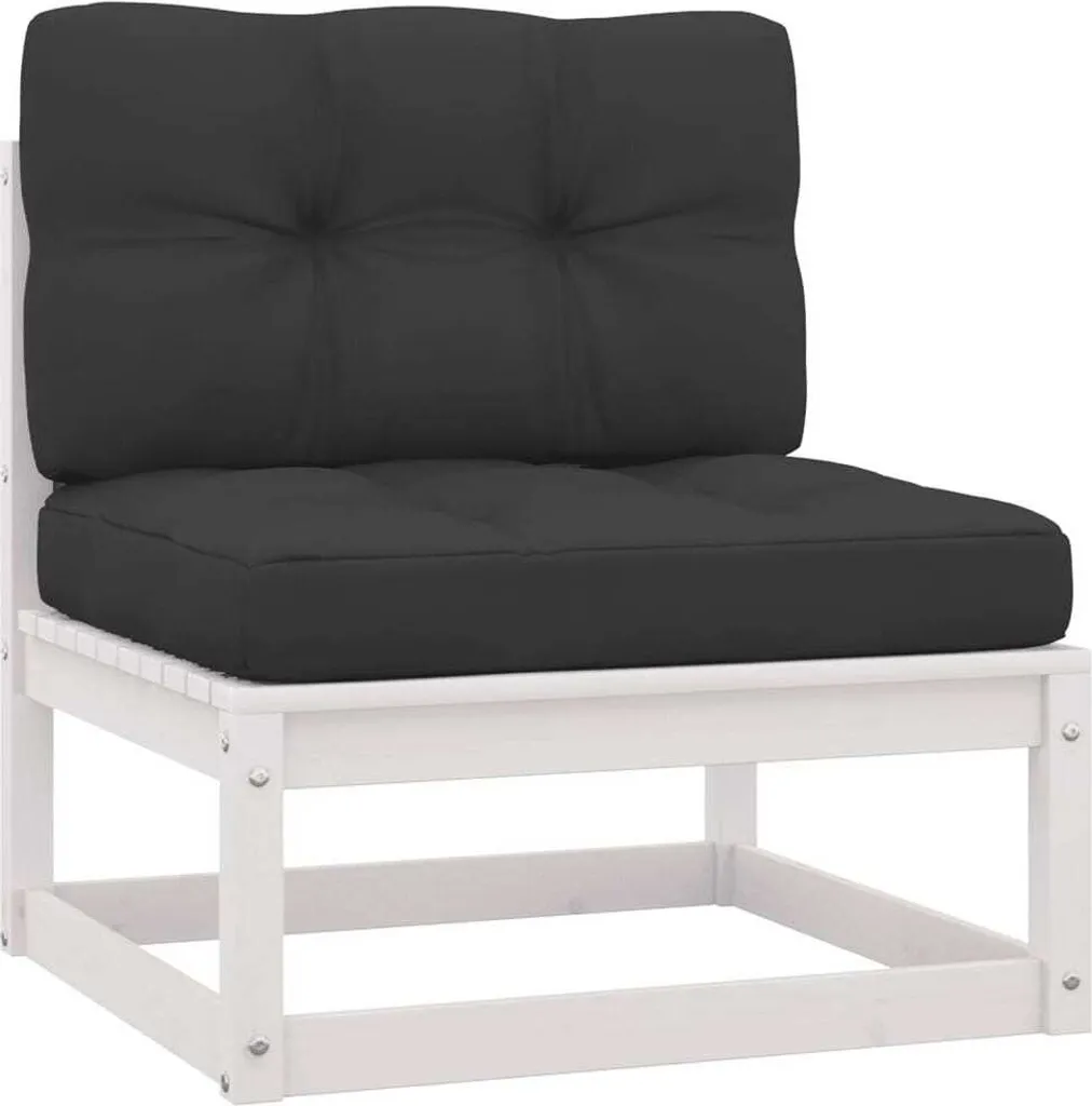 Salotto da Giardino 2 Posti SYFAX™ Pino Massiccio Cuscini Bianchi