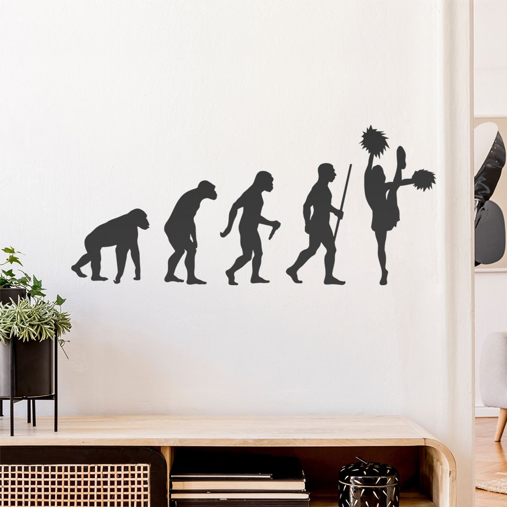 Cheerleader Evolution Wandtattoo Wandaufkleber Wall Sticker - Dekoration, Küche, Wohnzimmer, Schlafzimmer, Badezimmer
