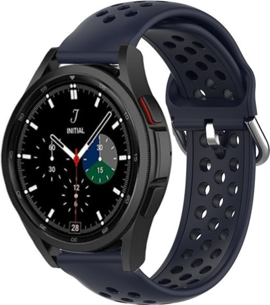Strap-it Samsung Galaxy Watch 4 Classic 46mm Silikonarmband mit Löchern (Dunkelblau)