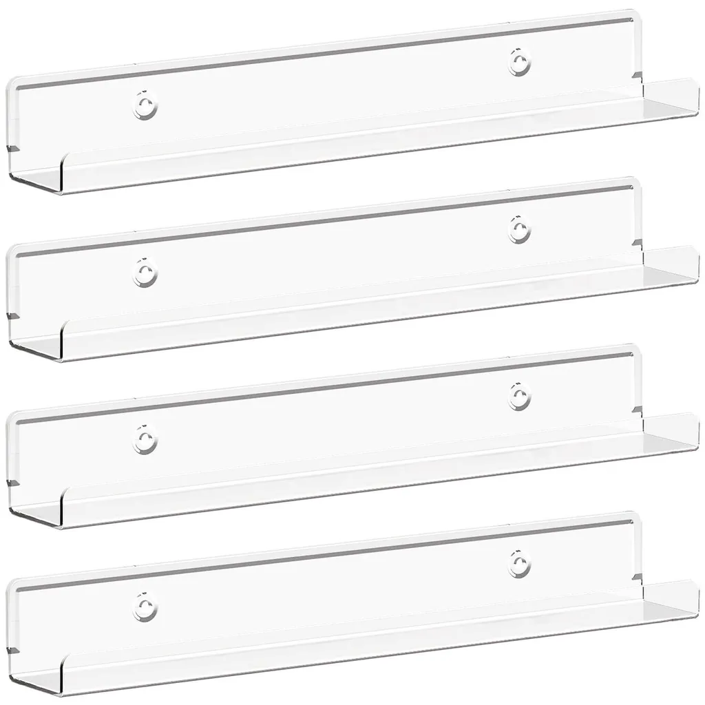 Étagères murales pour disques vinyles lot de 4 supports transparents 30cm