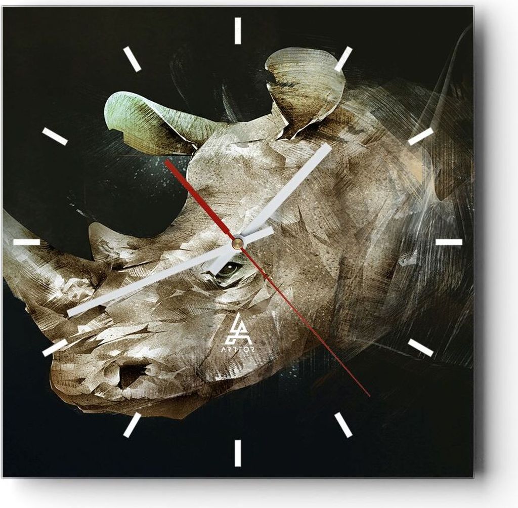 Wanduhr - Quadrat - Glasuhr - Tier Abstraktion - 40x40cm - Schleichendes Uhrwerk - Lautlos - zum Aufhängen bereit - Dekoration Modern - Wanddekora...