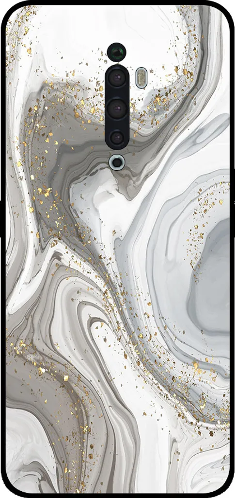 Custodia Oppo Reno2 Z Marmo Argento - Cover TPU Smartphonica Elegante