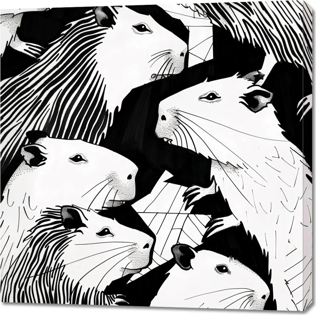 Quadro 90x90 cm Le Marmotte Chiacchierone - Tela Moderna Animali per Chalet