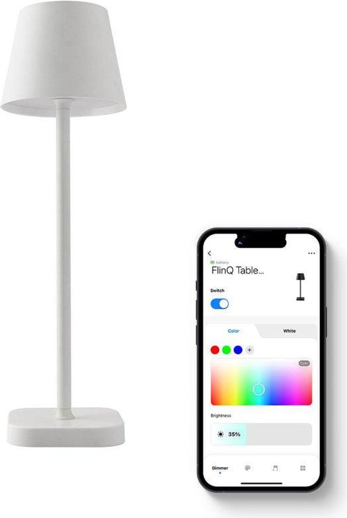 FlinQ Smart Table Lamp Lume - Wiederaufladbar und mit Touch Control - Für Schlafzimmer und Wohnzimmer - Kabellose Lampe auch als Stehlampe - Dimmb...
