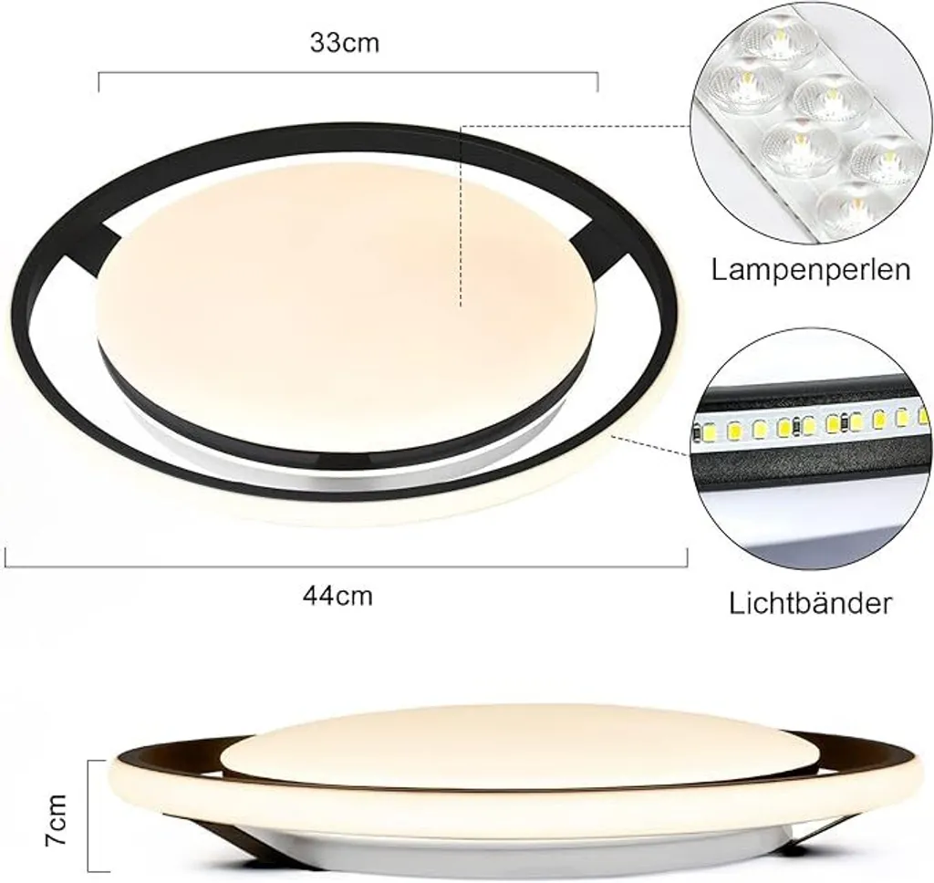 Plafonnier LED Noir 42W Dimmable avec Variation de Couleur 3000K à 6500K - 4