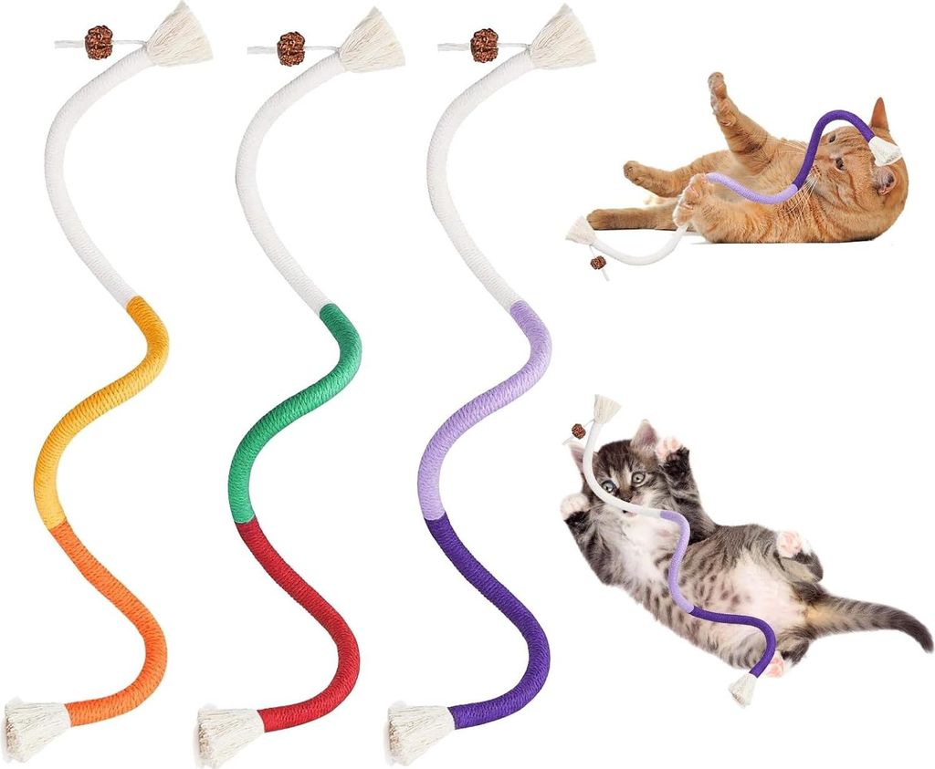 Interaktives Katzenspielzeug - Set von 3 Haustierseilspielzeugen