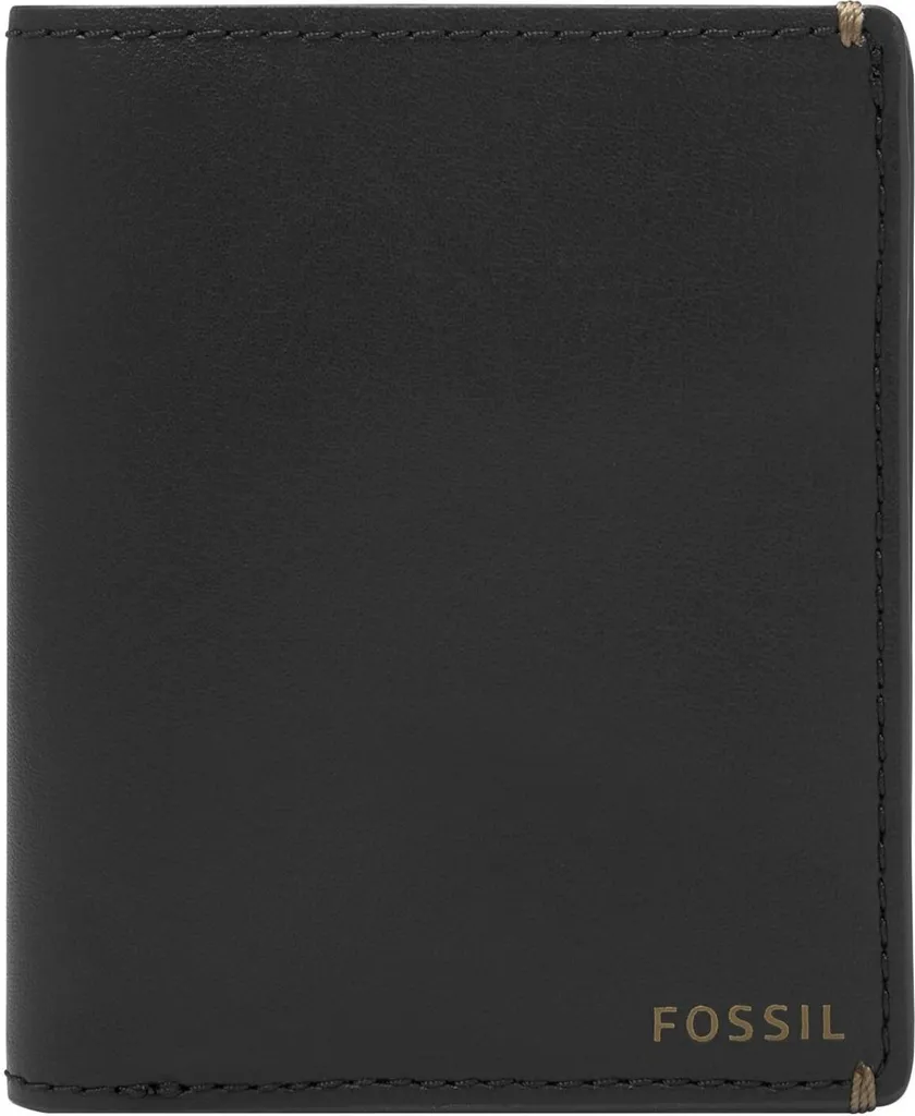 Fossil Joshua Porte-Carte Noir en Cuir de Cactus Vegan pour Hommes