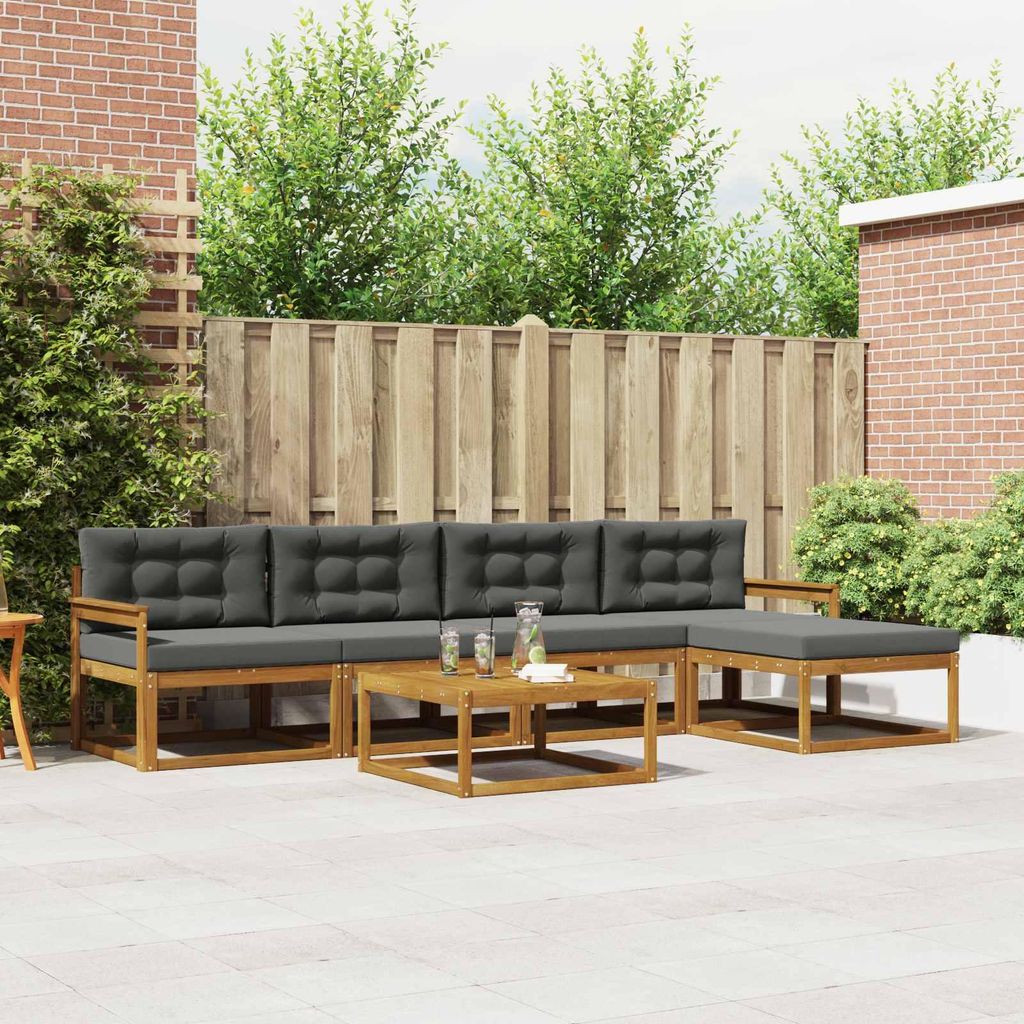 Outdoor-Sofagarnitur - VIDAXL - Terrassen-Sofa - mit Kissen - 6 pcs - Natur und Anthrazit