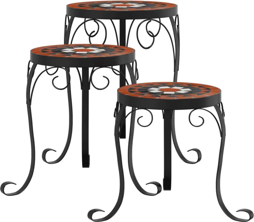 Support pour pots de fleurs intérieur et extérieur céramique 3 pcs vidaXL