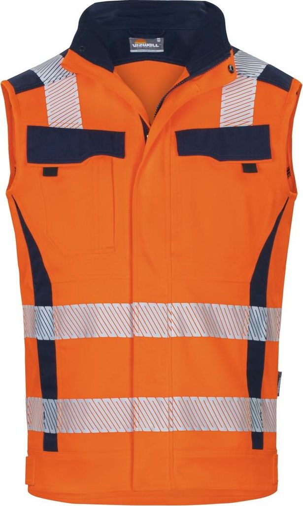 Vizwell Warn-Weste VWT189 Flex-HiVis 4XL leuchtorange/marine