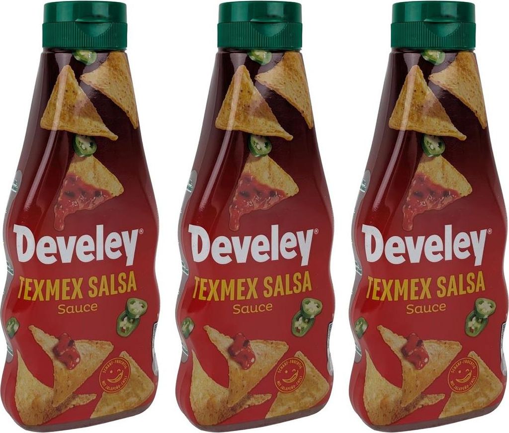 DEVELEY Texmex Salsa Sauce würzige Tomaten-Chili-Sauce vegan ohne künstliche Zusatzstoffe ideal für Nachos Tacos Wraps Burger Sandwiches Gemüse...