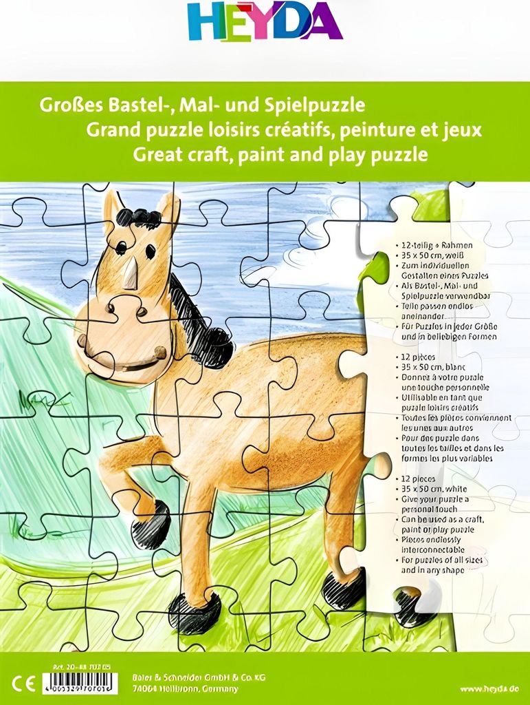 HEYDA Blanko-Puzzle 12 Teile 350 x 500 mm weiß aus Karton