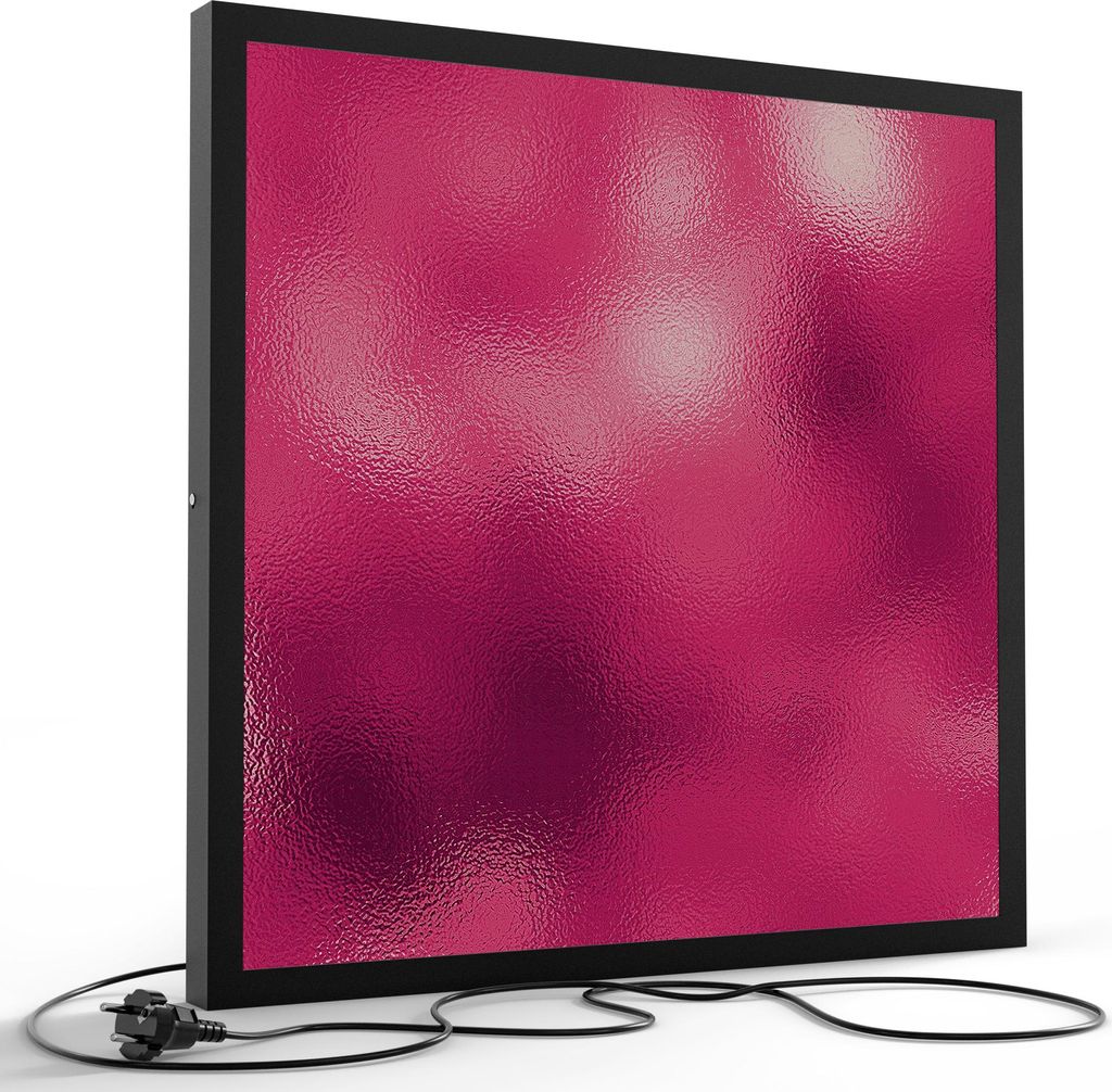 DEQORI LED-Bild & Lampe 60x60 cm Schwarz 'Glanzoptik in Magenta' Leuchtbild LED Leuchte