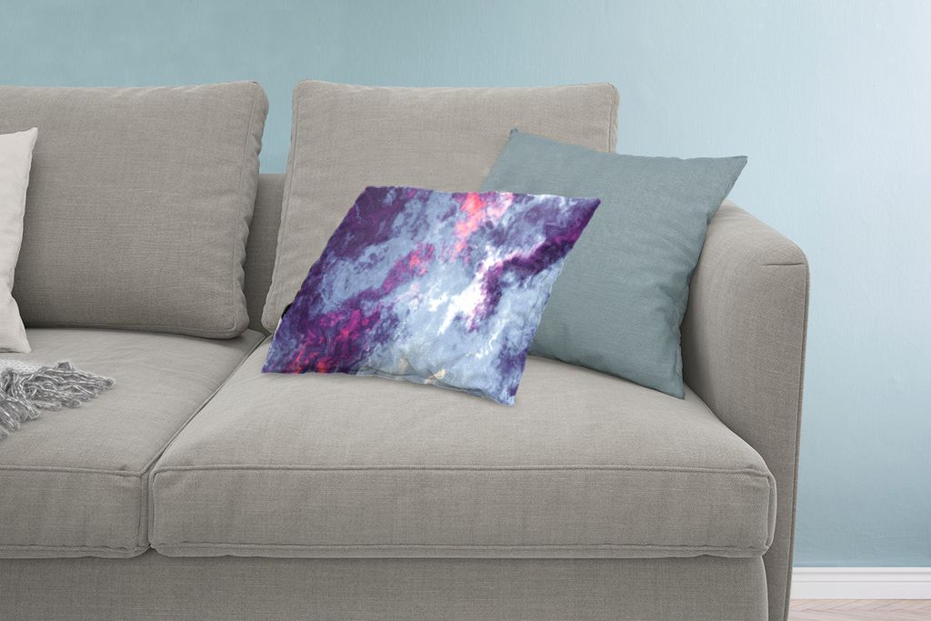 MuchoWow Zierkissen Sofakissen Wohnzimmer Dekokissen 60x40 cm Graue und violette Geometrie - Kopfkissen - Polster mit Foto
