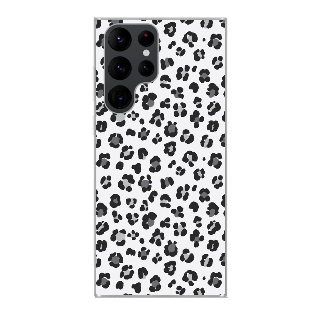 MuchoWow Handyhülle Schutzhülle Hülle für Samsung Galaxy S22 Ultra Panther Druck - Grau - Abstrakt Silikon Softcase Handy Hülle - Abbildung