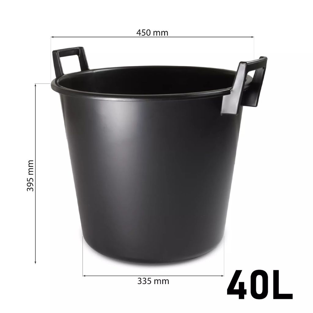 Baueimer Mörtelkübel Rund 40L mit Griffen aus PVC – 1 Stück Produktbild 2
