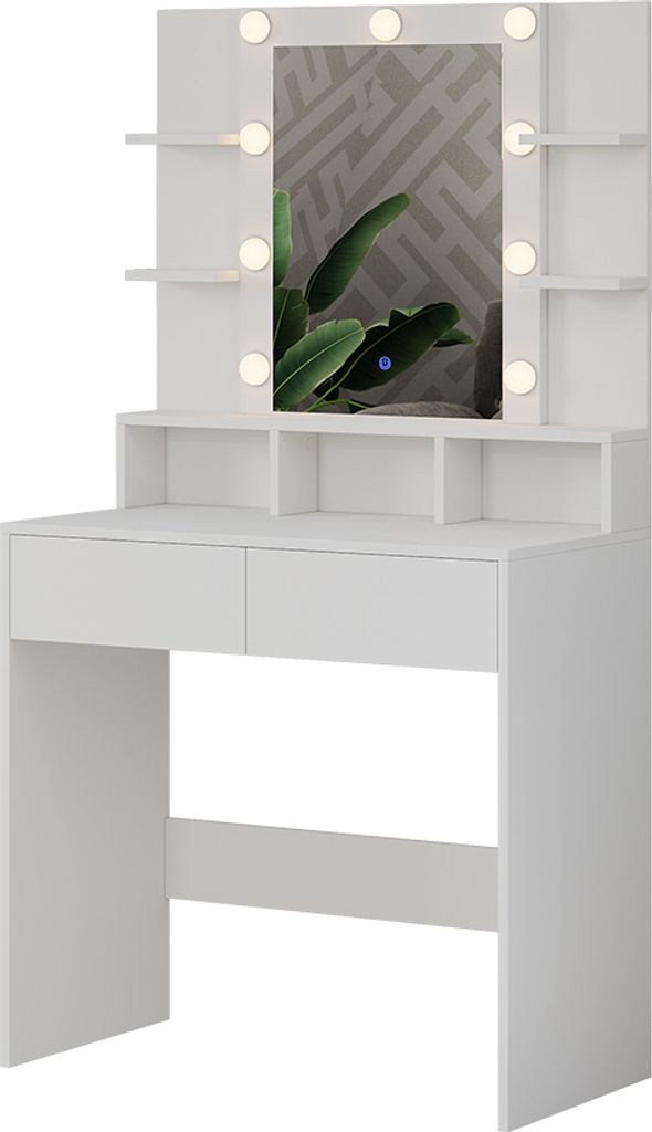 Coiffeuse Vicco Taylor Blanc 80cm avec éclairage LED, Model Image du produit 