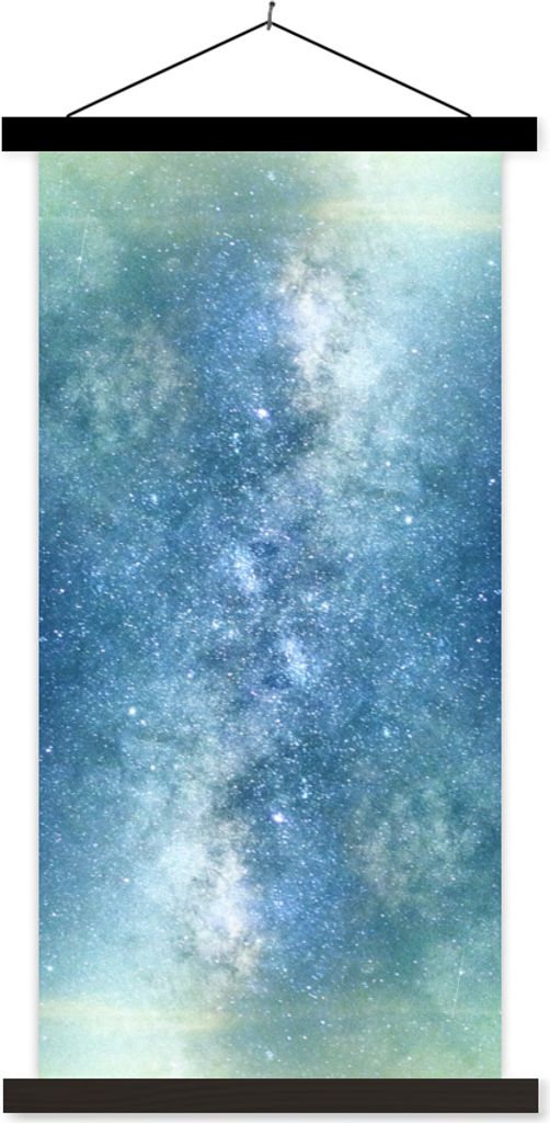 MuchoWow Textilposter Sterne - Himmel - Blau - Jungen - Mädchen - Kinder 90x180 cm mit schwarzem Rahmen - Dekoration Wohnzimmer