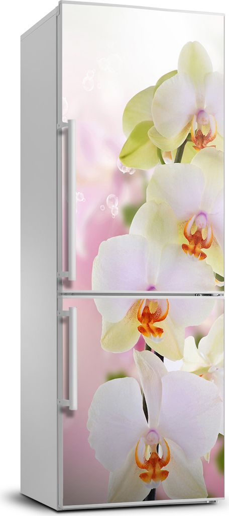 Tulup Kühlschrankdekoration - 70x190 cm - Aufkleber auf dem Kühlschrank - weisse Orchidee