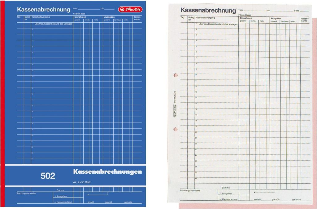 Herlitz scontrino A4 502 2x 50 fogli Immagine del prodotto 