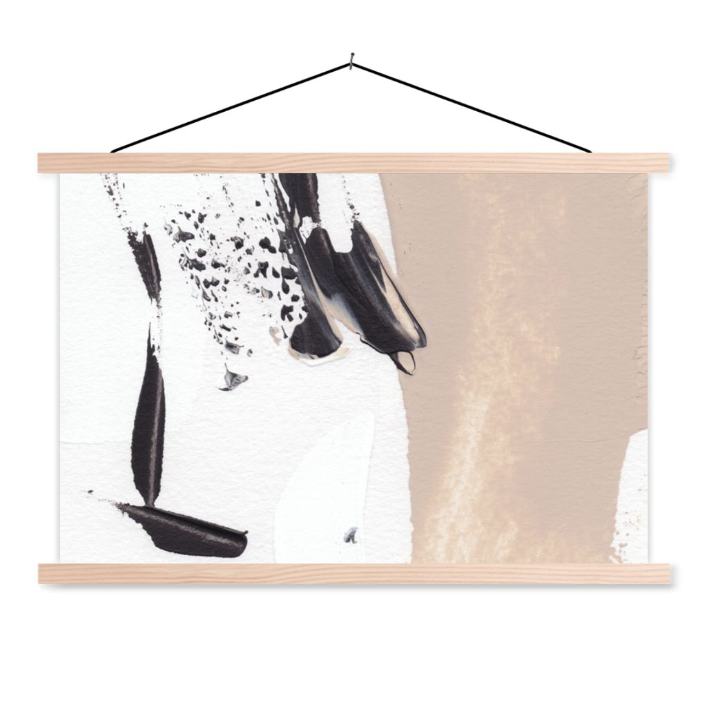 MuchoWow Textilposter Farbe - Design - Abstrakt 120x80 cm mit holzfarbenen Rahmen - Aufhängeset