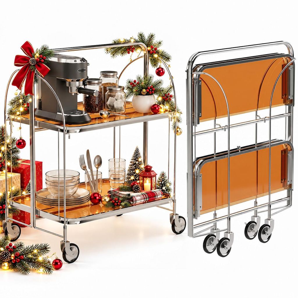 Carrito de servicio de dos niveles, acero inoxidable, Imagen del producto 