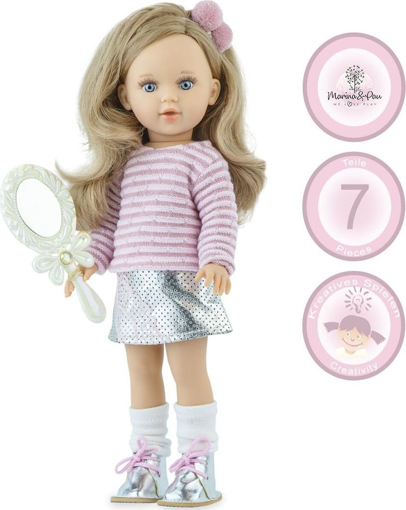 Puppe Taylor 40 cm mit langen blonden Haaren und Vinylkörper für Kinder