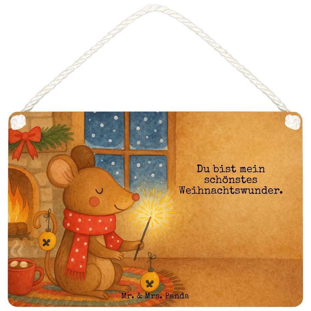 Mr. & Mrs. Panda Schild Maus Weihnachten Design DIN A5 - Weiß - Geschenk, holzbild, Türschild, Wandbild Holz, Weihnachtsmotiv, Mäuschen, Weihnac...