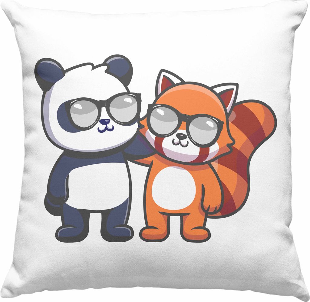 Trendation - Freunde Roter Panda Deko-Kissen mit Füllung 40x40 Musik Kinder Geschenkidee für Jungs Mädchen Lustige Grafik (Rosa)