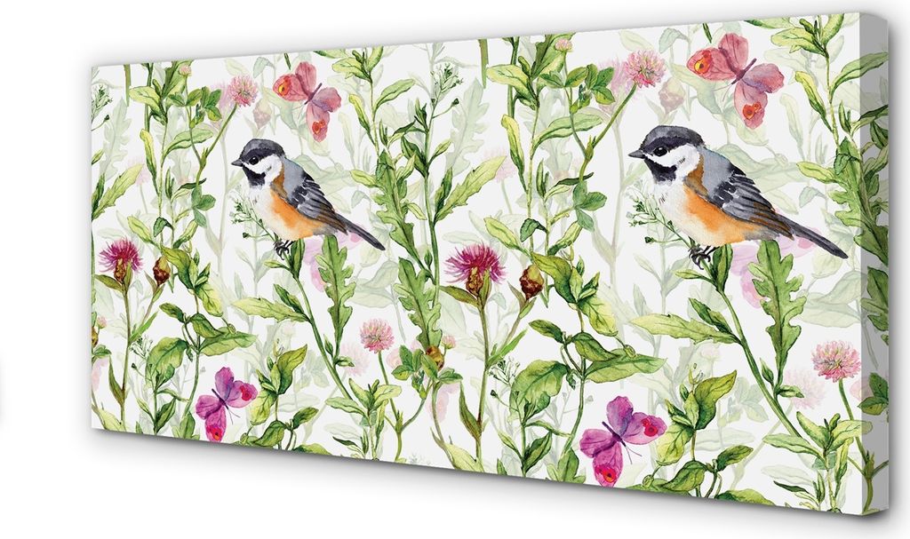 Leinwandbild 100x50 Wandkunst Gemalt Vogel im Gras