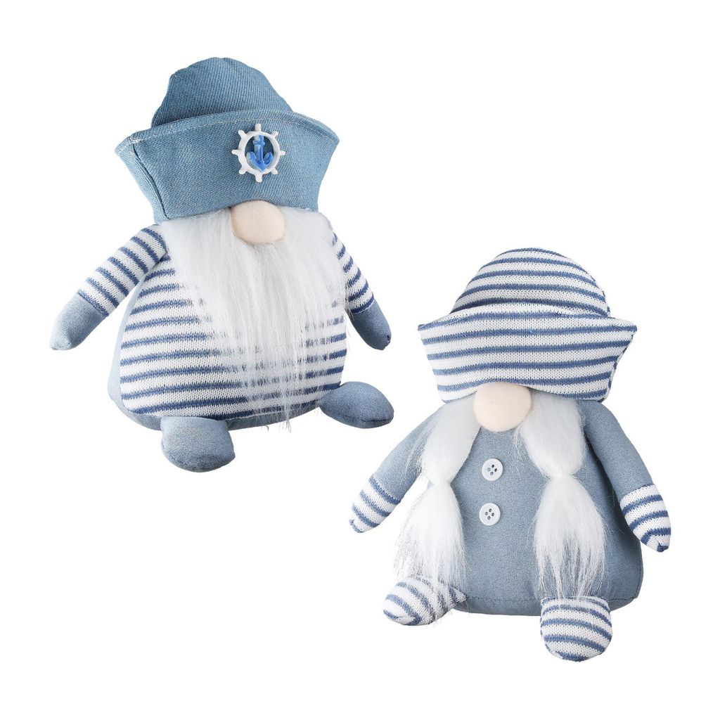 2 Textilfiguren, Wichtel,  " Sandro", maritim, blau-weiss, Produktbild 