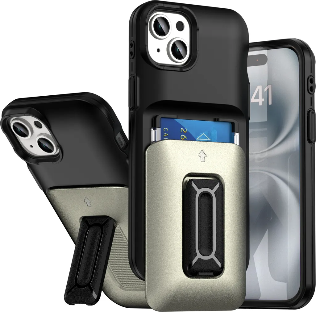 Custodia Business iPhone 15 Plus 14 Plus Argento con Slot Carte