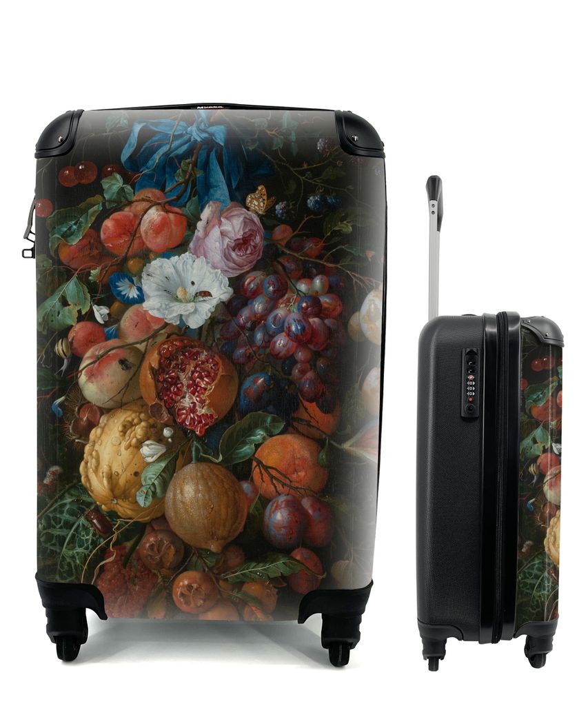 MuchoWow Koffer Handgepäck Trolley Rollkoffer Kleine Reisekoffer mit 4 Rollen - Früchte und Blumen - Gemälde von Jan Davidsz. de Heem - Cabin ...