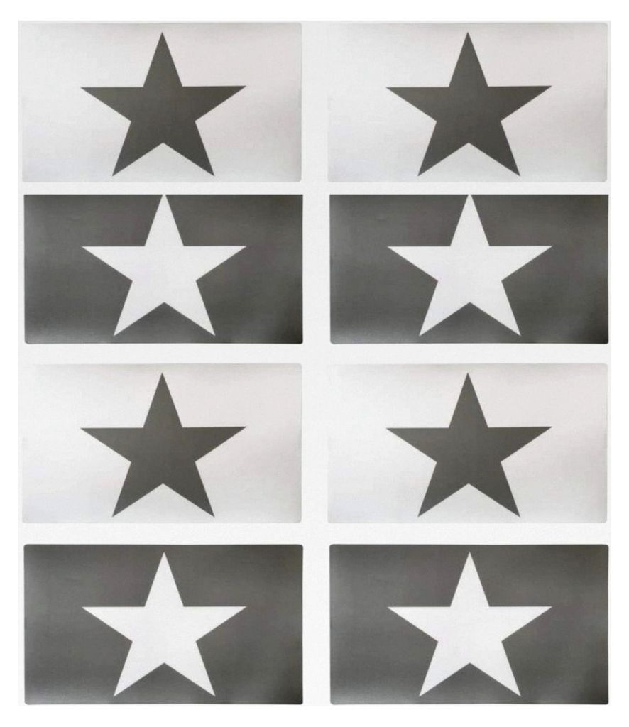 8er Tischset: Design Vintage Stern - Tischmatten aus Kunststoff, abwaschbar 43 x 29 cm - Star (hellgrau)